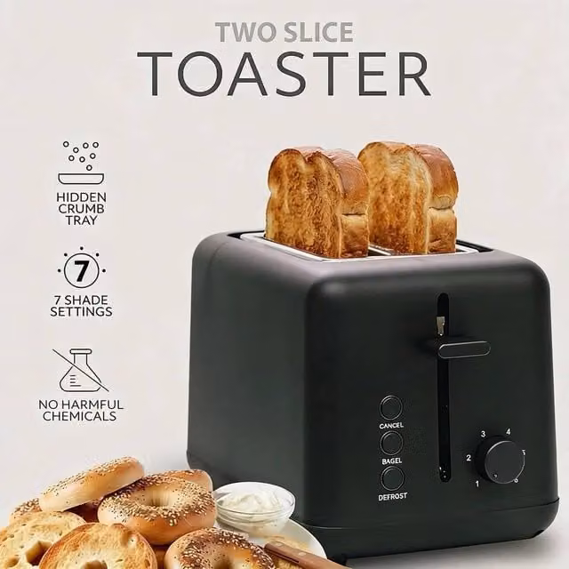 EONLION 2 Slice Variable Browning Toaster in Black – 1