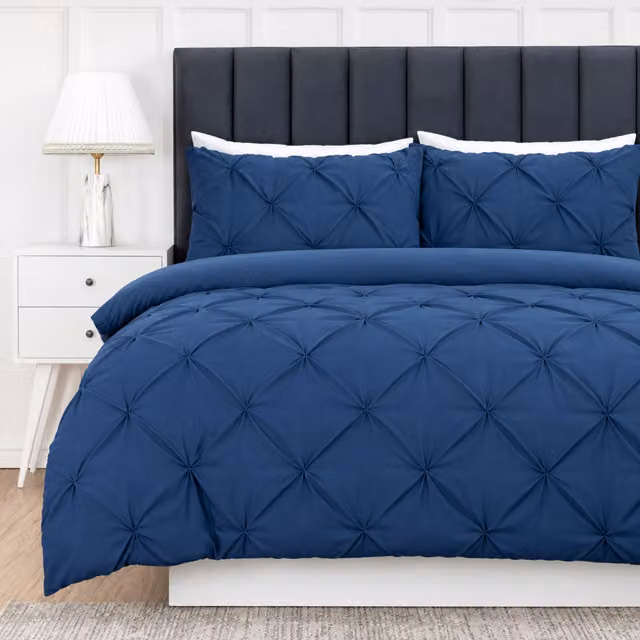 MHG Living Pintuck Microfibre Duvet Cover Set in Blue, W/D/H: 200 x 200 cm, OEKO-TEX Certified