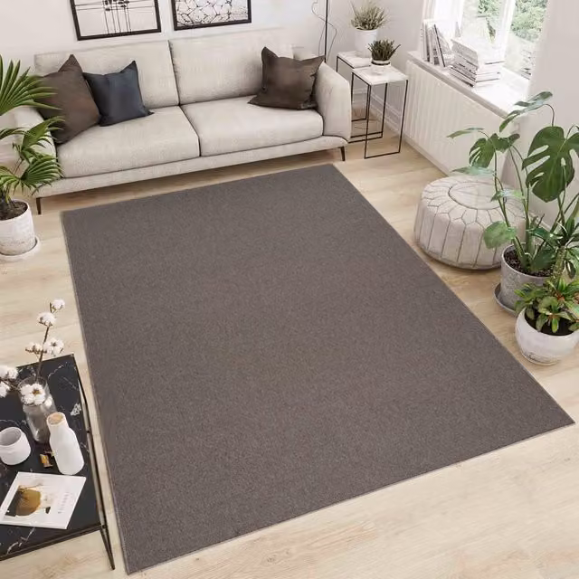 Desire Rugs Plain Modern Low Pile Living Room Area Rug, Dark Beige, W: 160 cm, L: 230 cm