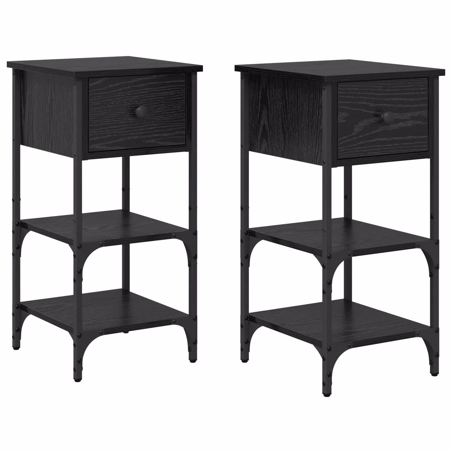 Berkfield Home Set of 2 Black Oak Bedside Cabinets in Brown, W/D/H: 34 x 36 x 70 cm – 2