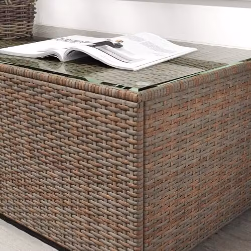 Outsunny Brown Rattan Outdoor Coffee Table with Glass Top, W/D/H: 90 x 50 x 38 cm – 7