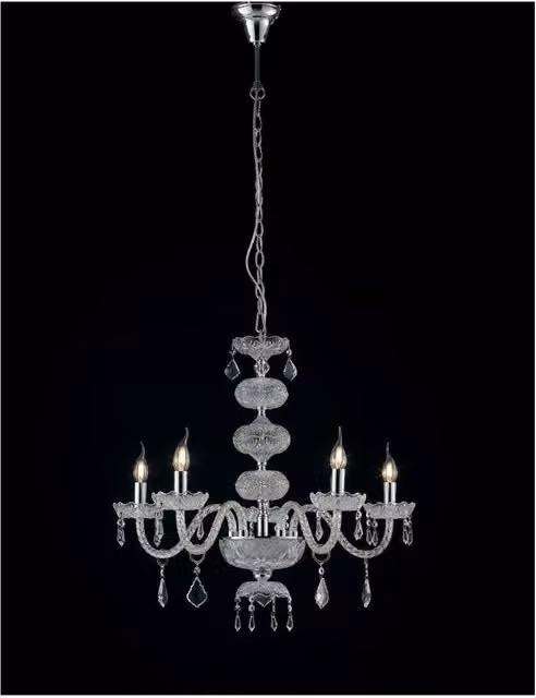 Netlighting INCANTO 5 Light Crystal Chandelier in Chrome and Silver, W: 69 cm, H: 79 cm
