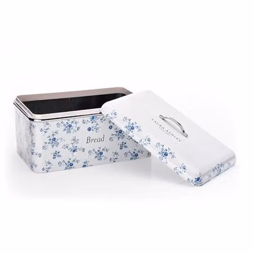 Laura Ashley China Rose Bread Bin in White and Multicolour Metal