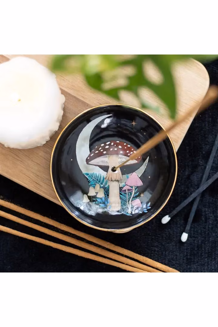 KDMD Forest Mushroom Ceramic Incense Plate in Black – 3