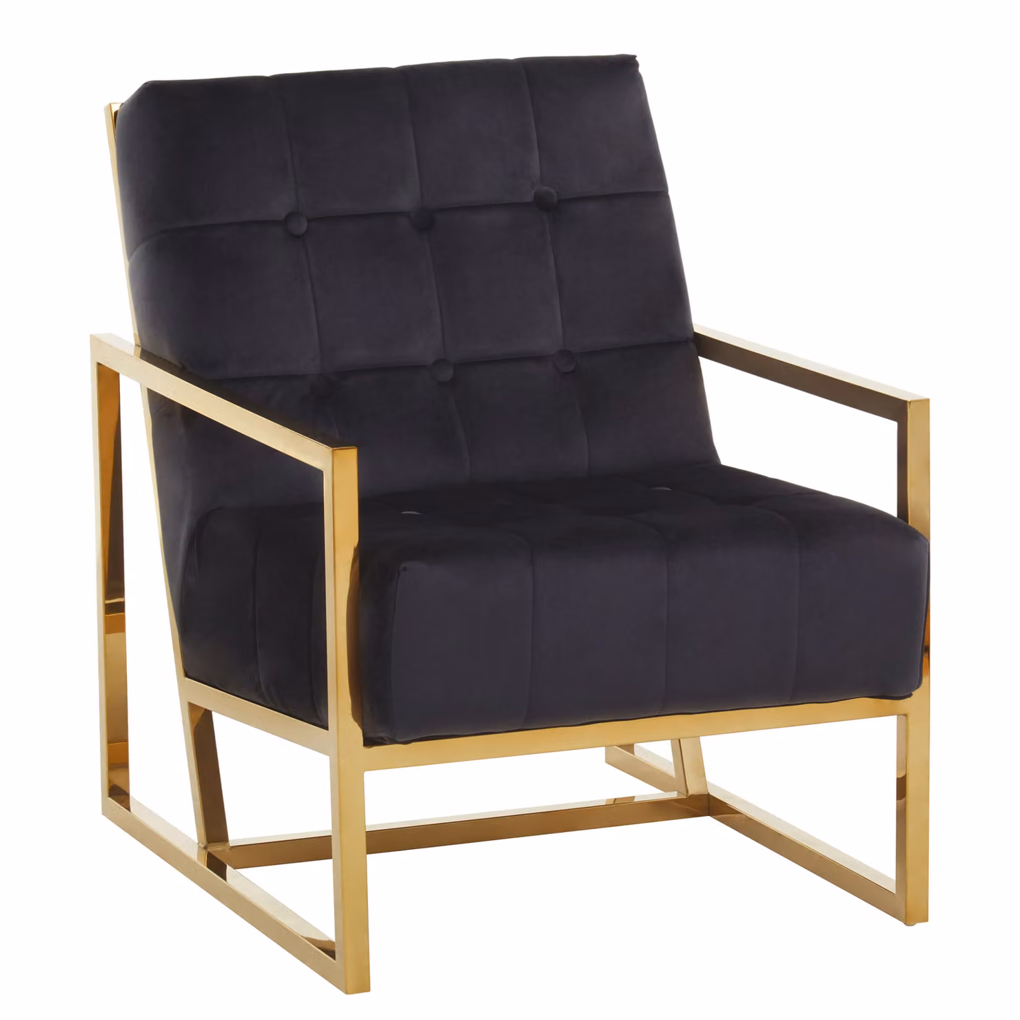 Orsina Black Velvet Armchair with Gold Metal Frame – 2