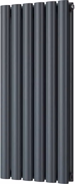 UK Radiators Omeara Anthracite Elliptical Tube Horizontal Designer Radiator, W: 34.8 cm, H: 80.0 cm – 1