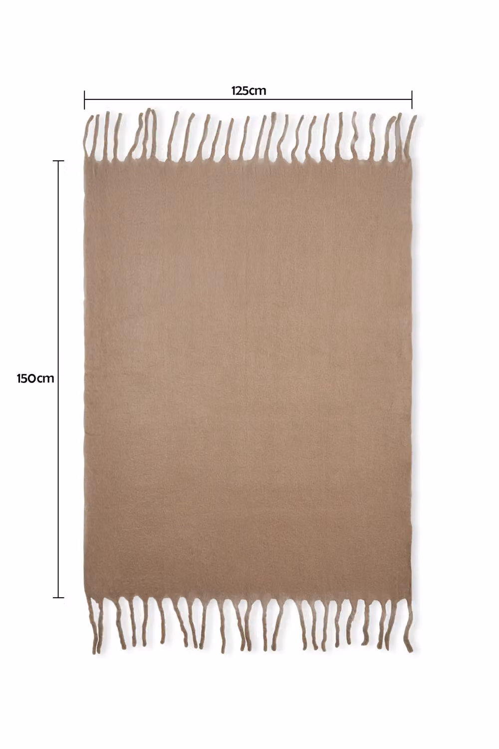 BHS Faux Mohair Blend Tassel Throw in Beige – 2