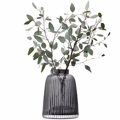 LSA International Pleat Vase in Grey, Handmade Mouthblown Glass, Height: 26 cm – 4
