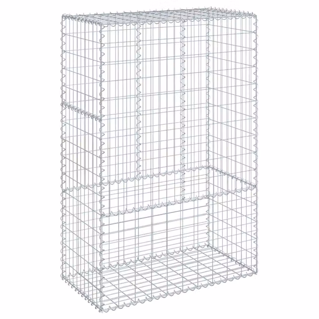 Berkfield Home Silver Galvanised Steel Gabion Basket with Cover, W: 100 cm, D: 50 cm, H: 150 cm – 2