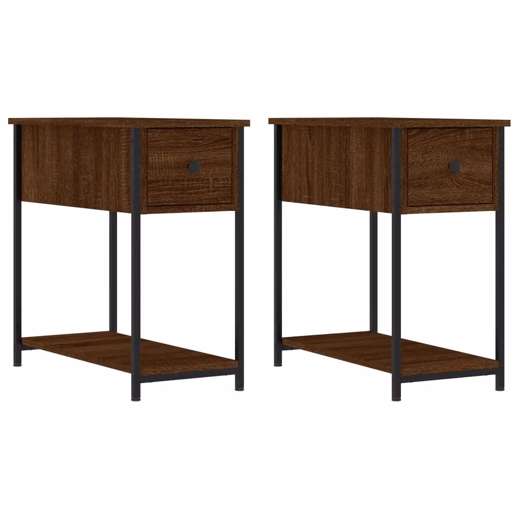 Berkfield Home Set of 2 Bedside Cabinets in Brown Oak, W/D/H: 60 x 30 x 60 cm – 2
