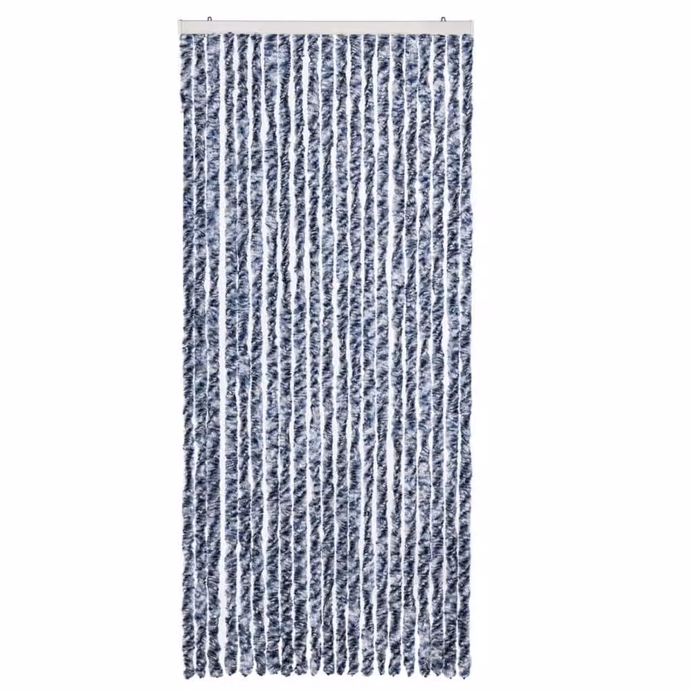 Berkfield Home Striped Chenille Insect Curtain in Blue, White and Silver, W/H: 90 x 220 cm – 3