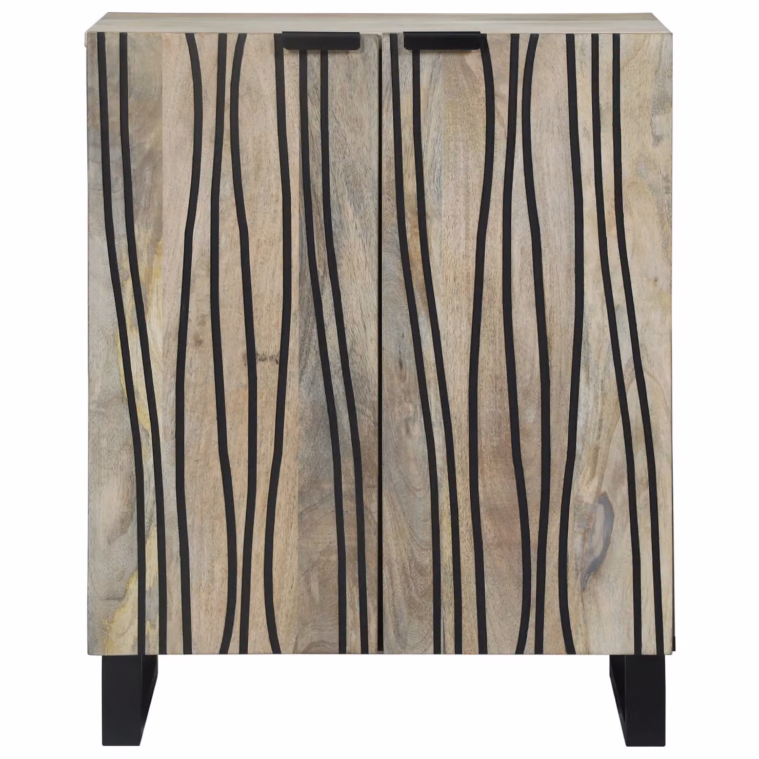 Berkfield Modern Freestanding Wood Storage Cabinet with Hinged Doors and Internal Shelves in White and Black – 3