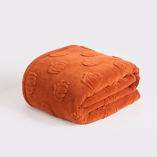 OHS Halloween Pumpkin Fleece Throw Blanket, Orange, W/D/H: 130 x 160 cm
