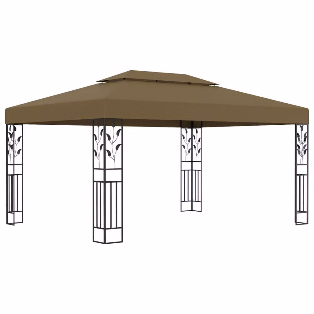 Berkfield Home Double Roof Gazebo in Beige, W: 4 m, D: 3 m, H: 2.73 m – 2