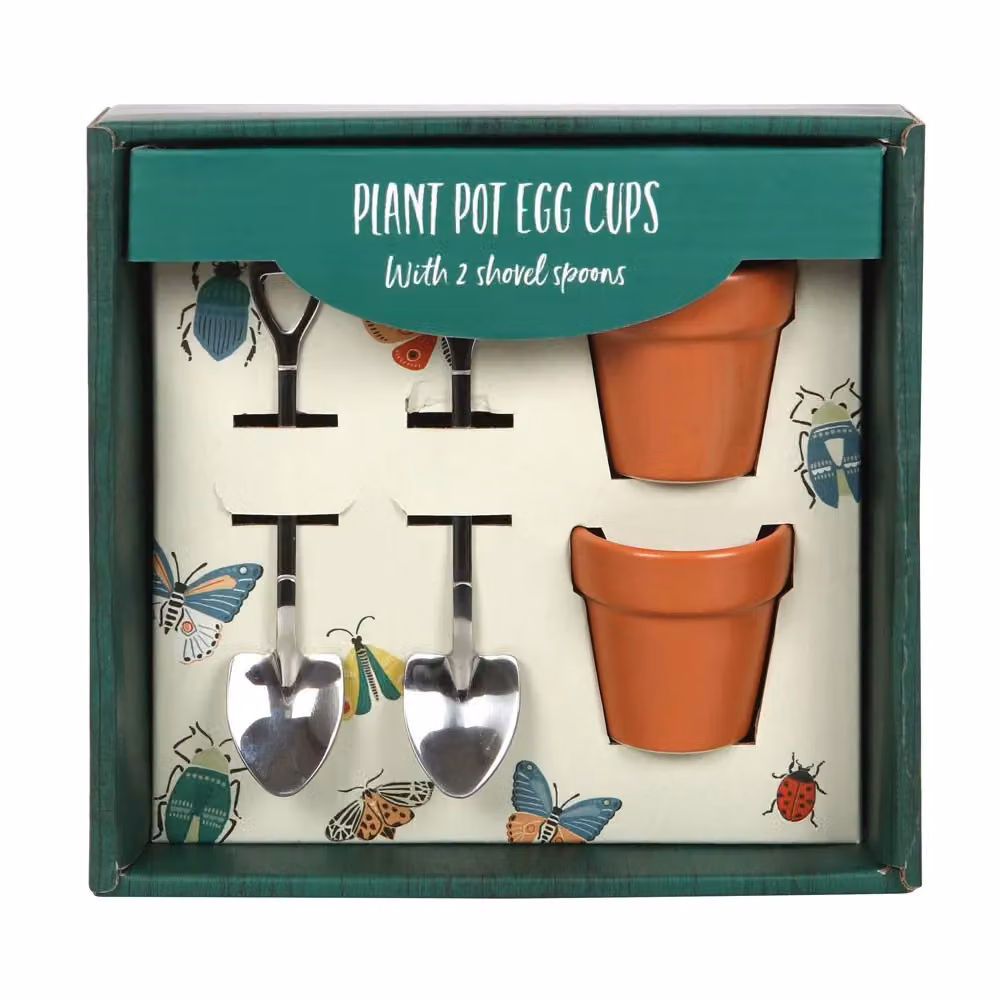 Something Different Plant Pot Egg Cup Set in Dark Brown – 3