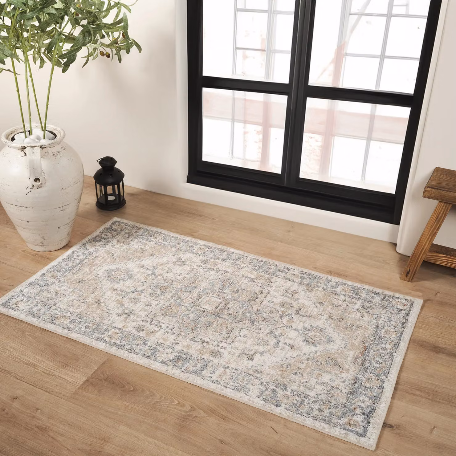 Livabliss Lilian Washable Vintage Boho Living and Dining Room Rug in Blue, Brown and Beige, W/D/H: 120 x 170 cm – 3