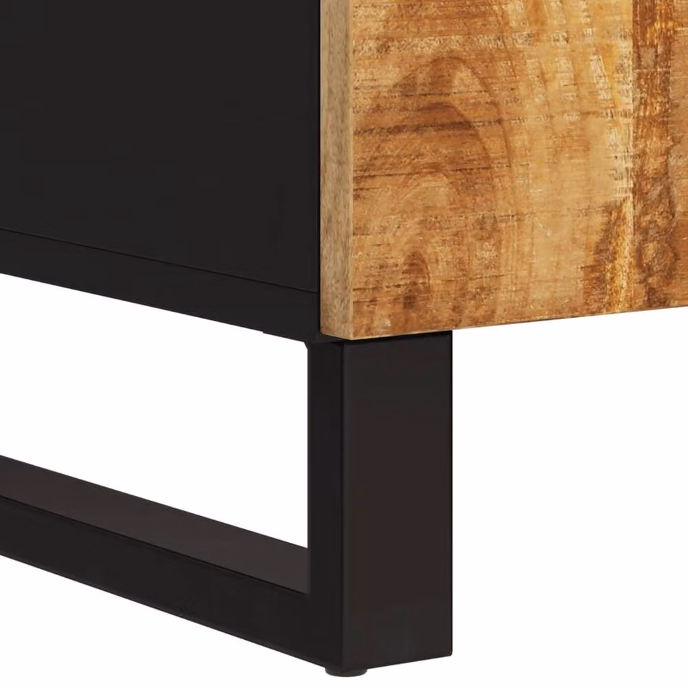 Berkfield Home Industrial Mango Wood Sideboard with 2 Doors, Brown, W/D/H: 90 x 33 x 75 cm – 7