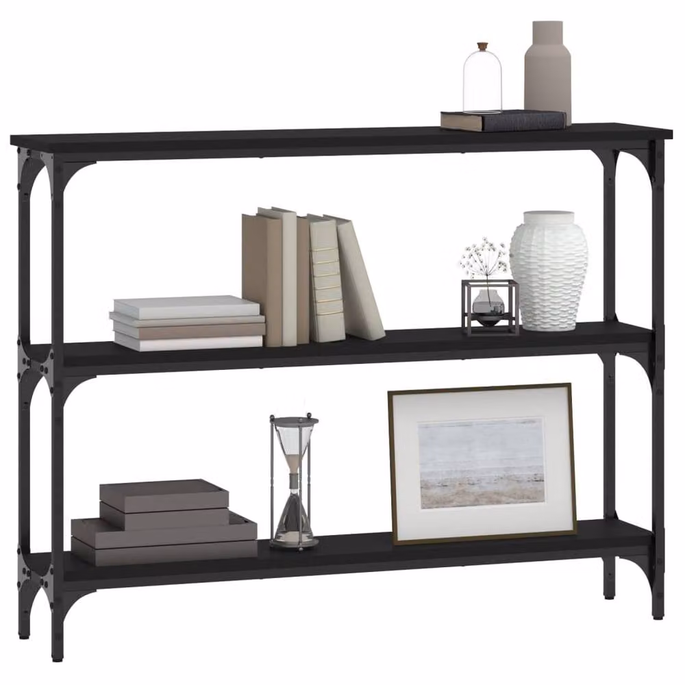 Berkfield Home Black Console Table in Engineered Wood, W/D/H: 100 x 22.5 x 75 cm – 3
