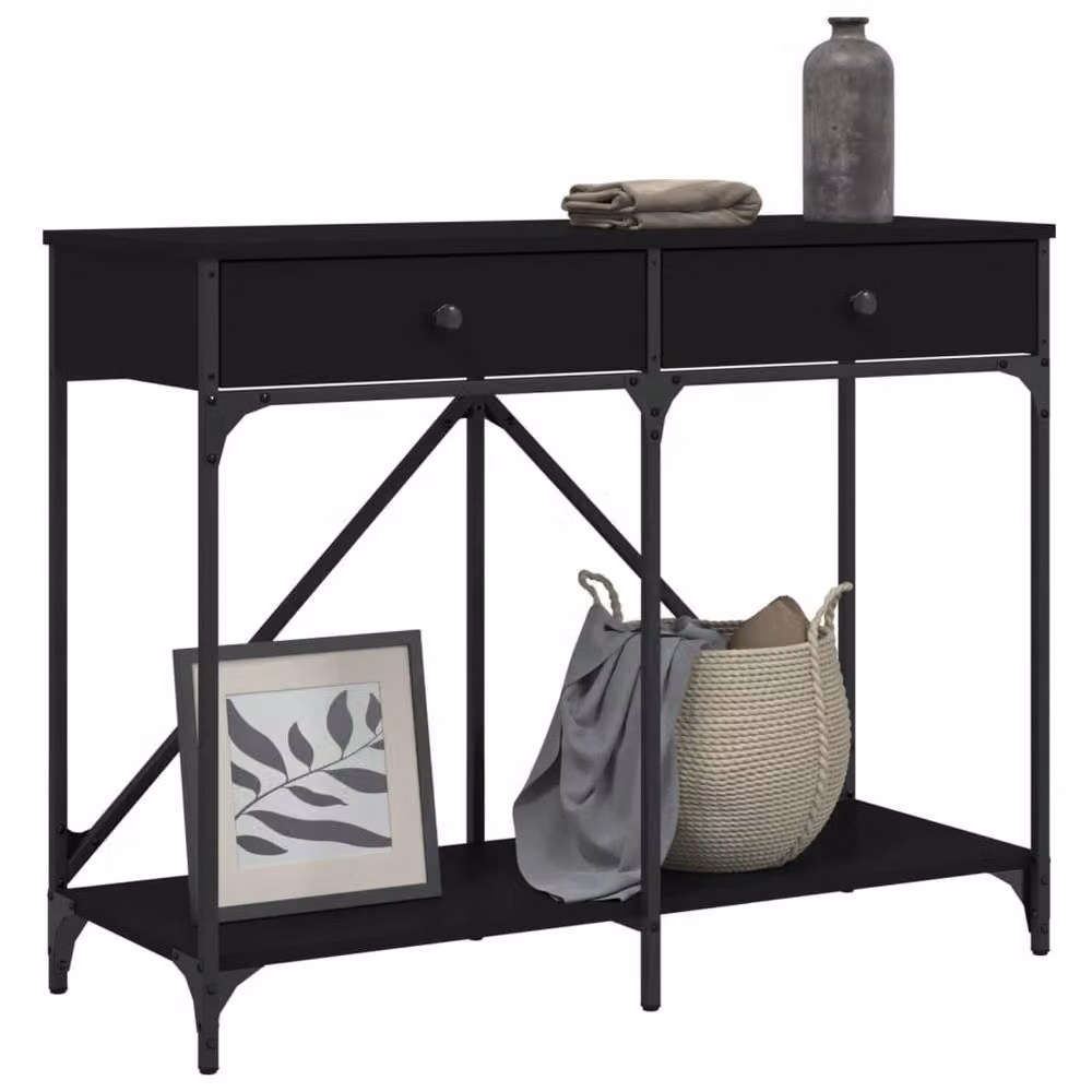 Berkfield Home Black Console Table in Engineered Wood, W/D/H: 100 x 39 x 78.5 cm – 3