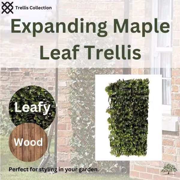 Marco Paul Green Maple Leaf Artificial Trellis Screening Panel, Wall-Mounted, H 180 x W 90 x D 1 cm – 3