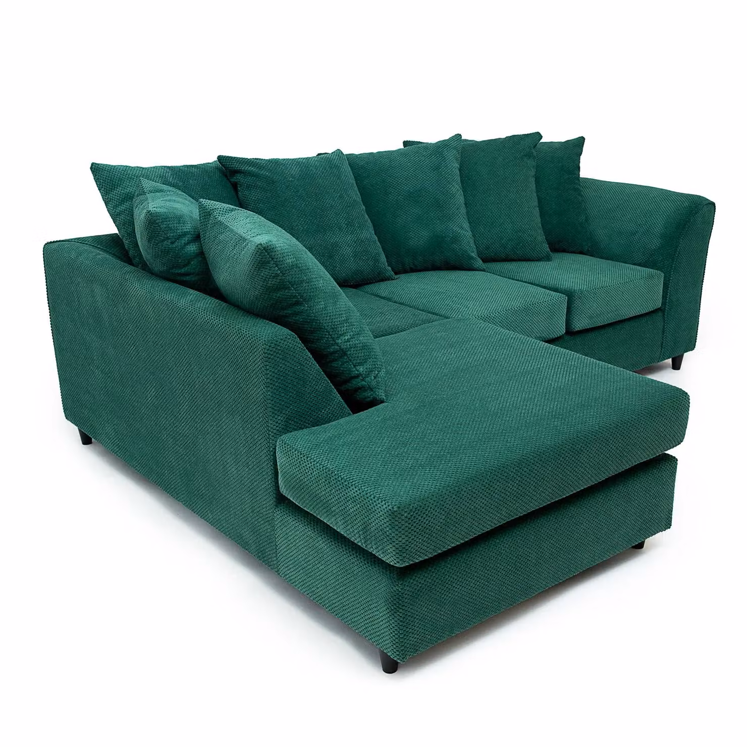 Abakus Direct Jumbo Grid Left Hand Corner Sofa in Green with Scatter Cushions – 5