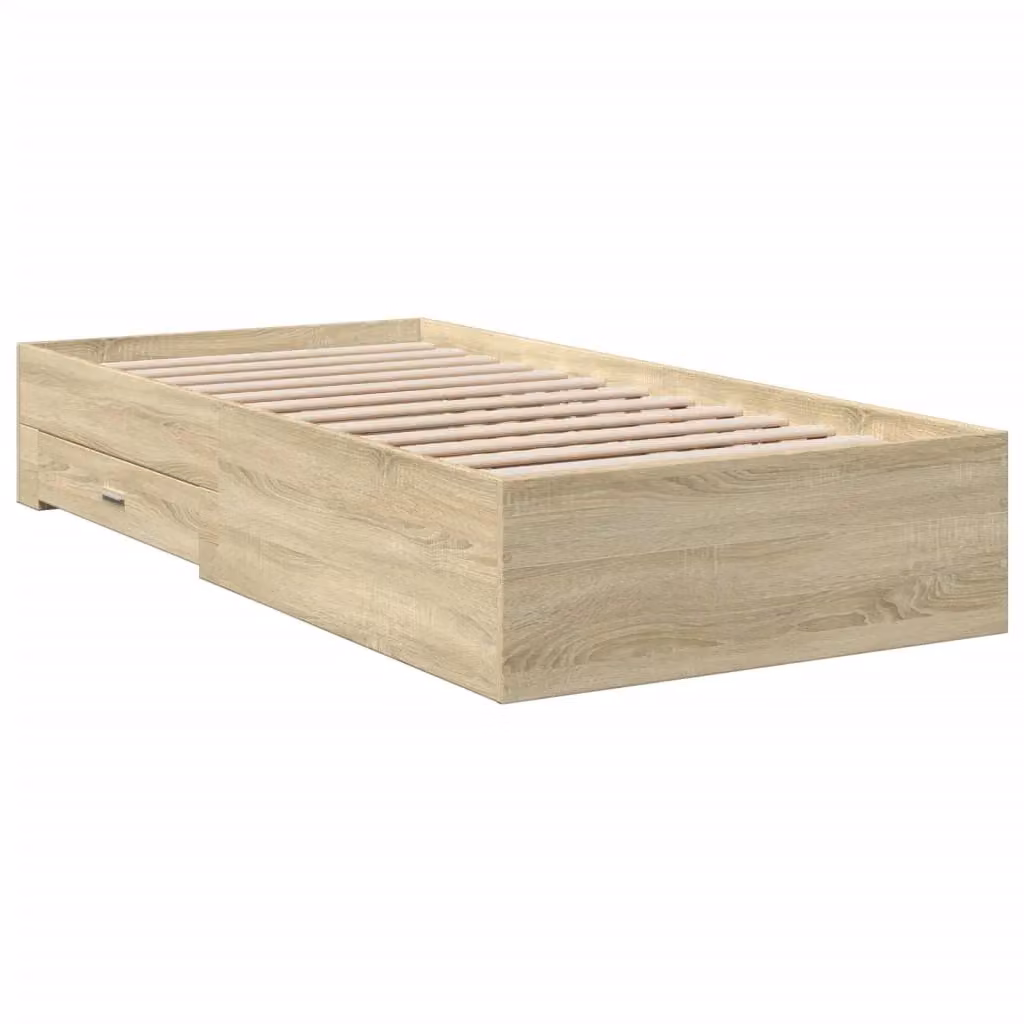 Berkfield Home Bed Frame with Drawers in Sonoma Oak Brown, W/D/H: 90 x 200 cm – 2