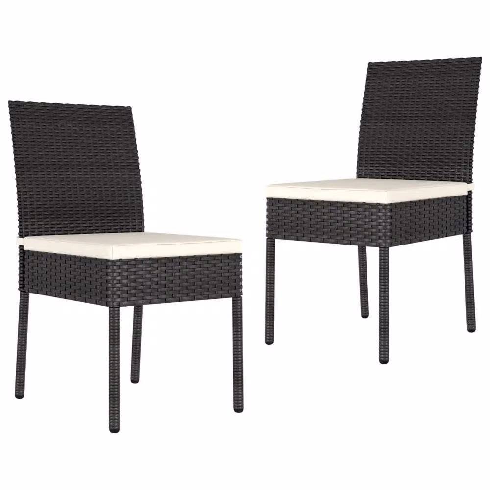 Berkfield Home 3 Piece Poly Rattan Outdoor Dining Set with Cushions in Black – 3