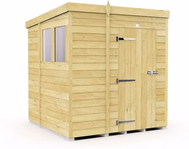 Buttercup Farm Brown Pent Shed with Single Door and Windows, W/D/H: 185 x 178 x 201 cm – 1