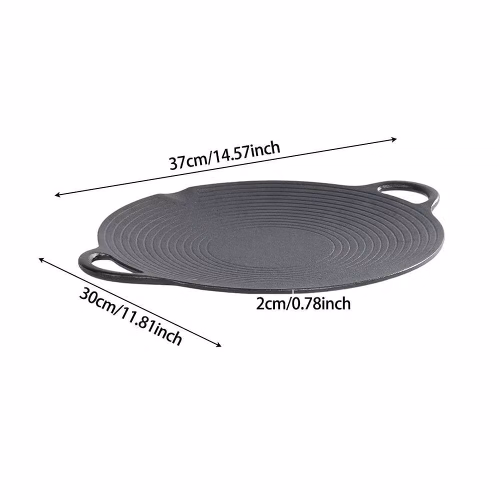 PAWNORA Uncoated Cast Iron Grill Pan in Grey, W: 37 cm, D: 30 cm, H: 2 cm – 2