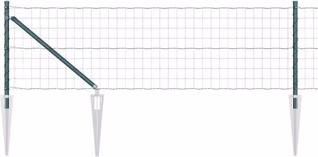 Berkfield Home Euro Fence with 7 Spike Posts, 0.8 x 10 m, Galvanised Steel, Green