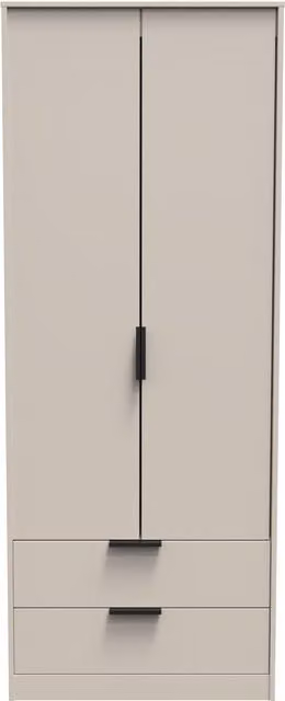 2 U Fuji Ready Assembled 2 Door 2 Drawer Wardrobe in Taupe