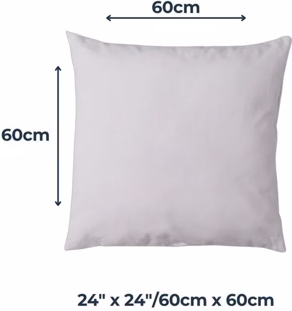 MHG Living White Square Hollowfibre Cushion Insert Pad, W/D/H: 60.96 x 60.96 x 60.96 cm