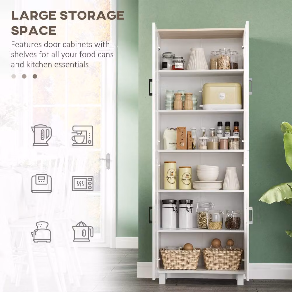 STILVORA Modern Freestanding Kitchen Storage Cabinet with 4 Hinged Doors and Internal Shelves in Matt White – 3