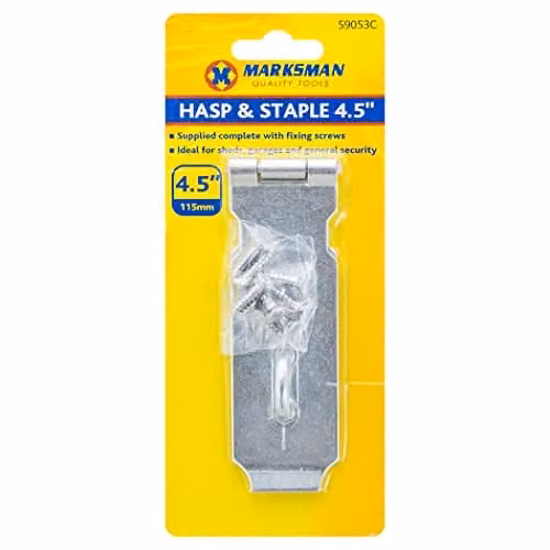 NTI 4.5 inch Silver Hasp and Staple Security Lock with Fixing Screws for Garden Gates, Doors and Sheds