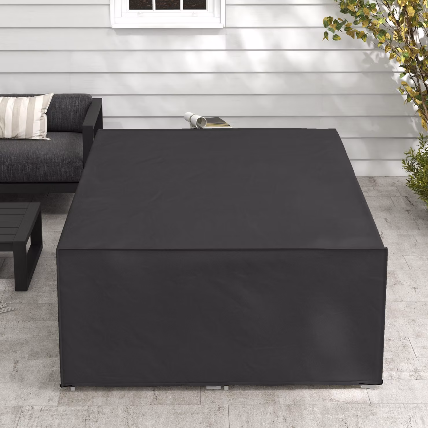 Outsunny Waterproof Polyester Sofa Furniture Cover, Black, W: 155 cm, H: 222 cm – 6
