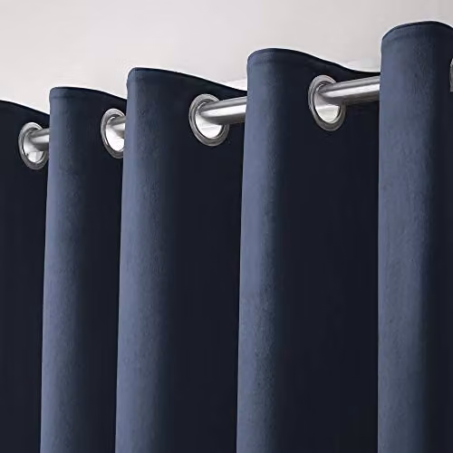 Laurence Llewelyn-Bowen Montrose Blue Velvet Blackout Eyelet Curtains, 2 Panels, W: 117 cm, H: 137 cm – 3