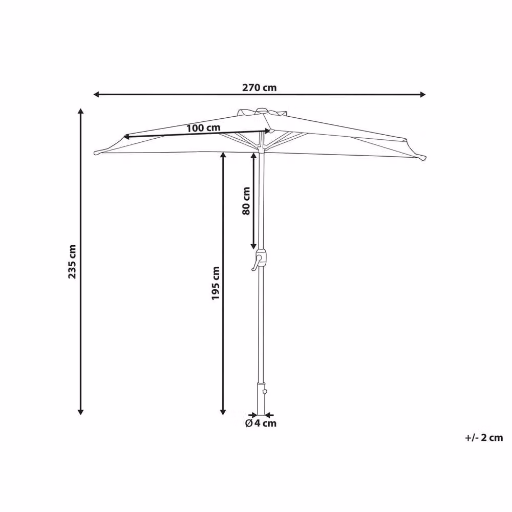 Wyld and Coco Green Half-Round Garden Parasol for Balconies, Diameter: 270 cm – 2