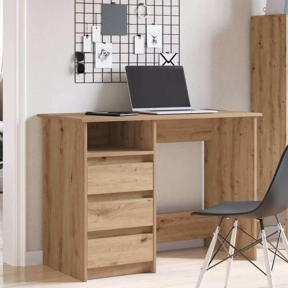 Berkfield Home Artisan Oak Writing Desk in Brown, W/D/H: 102 x 50 x 75 cm – 2