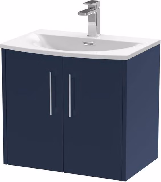 Balterley Winshill 2 Door Wall Hung Vanity Basin Unit, Dark Blue, W: 60 cm