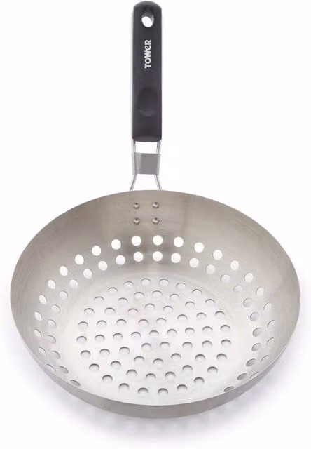 Tower Silver Stainless Steel Grill Pan with Removable Handle, Diameter: 28 cm