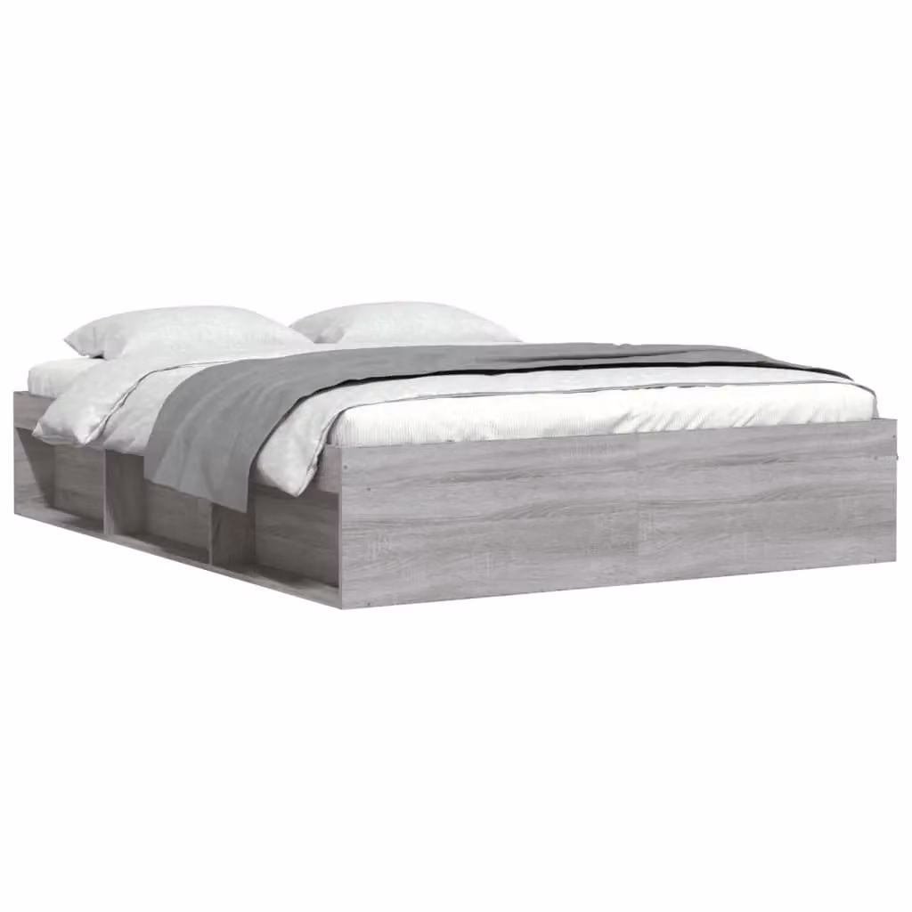 Berkfield Home Sonoma Bed Frame in Grey with Side Compartments, W/D/H: 140 x 190 cm – 2