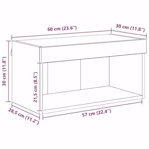 vidaXL Modern Wall Mounted TV Cabinet Set in Black MDF with Integrated Lighting and Internal Shelves, W/D/H: 60 x 30 x 30 cm – 3