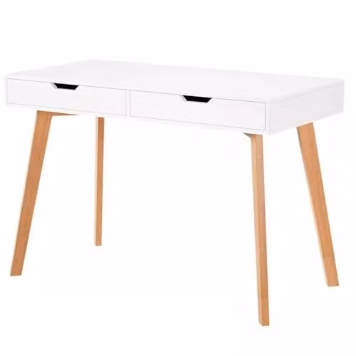 Gr8 Home White Wooden Rectangular Computer Desk and Dressing Table with Drawers – 1
