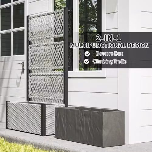 Outsunny Garden Planter Box with Trellis in Grey, W/D/H: 90 x 35 x 148 cm – 4