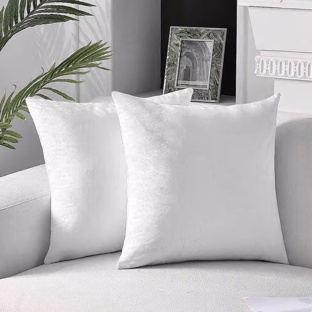 YnysTec Plush Velvet Square Cushion Cover in White, W/D/H: 40 x 40 x 1 cm