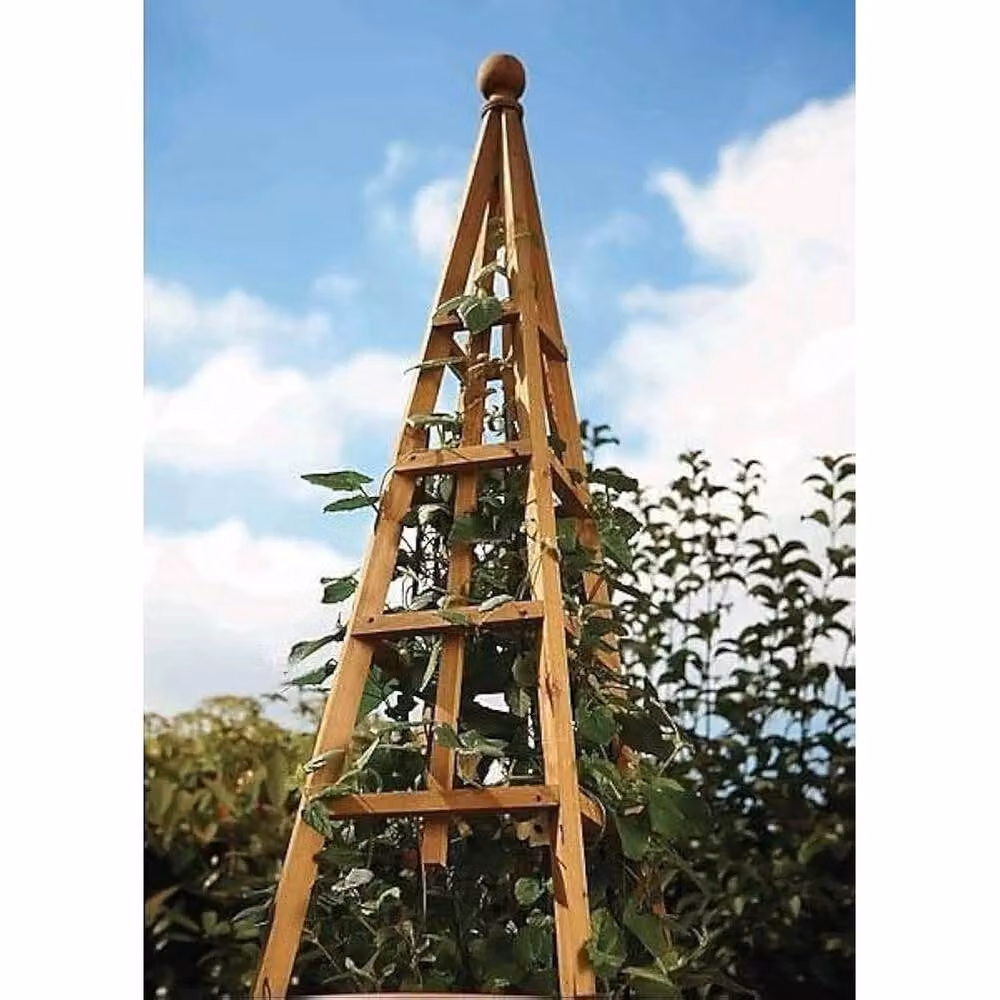 Havendro Garden Heavy Duty Wooden Obelisk Plant Support Climbing Frame in Brown, Height: 150 cm – 3