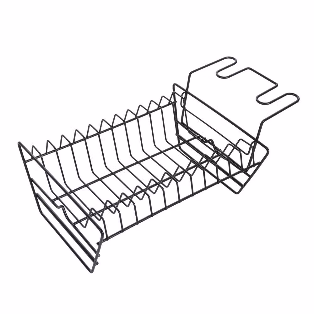 Garden Sanctuary Multifunctional 2 Tier Detachable Dish Drainer Rack in Black with Cutlery and Cup Holders – 6