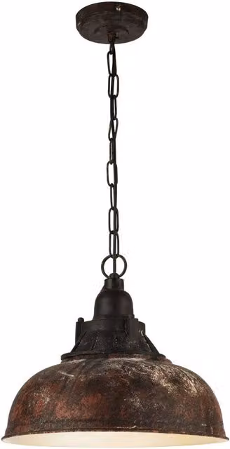 Loops Industrial Hanging Ceiling Pendant Light in Copper and Beige with Wood Accents, E27, 60W