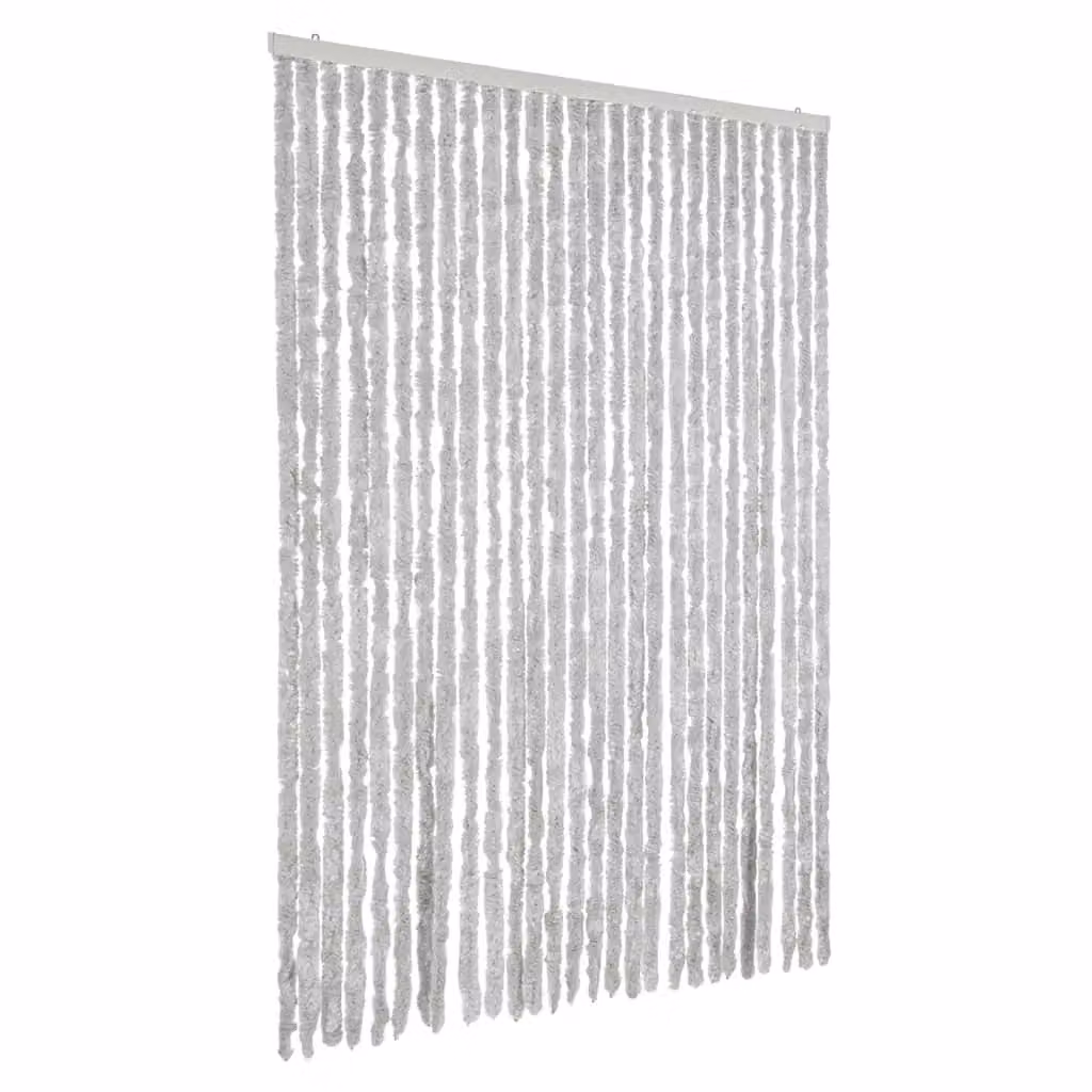 Berkfield Home Grey Chenille Thermal Insulating Fly Curtain W: 118 cm, H: 220 cm – 2