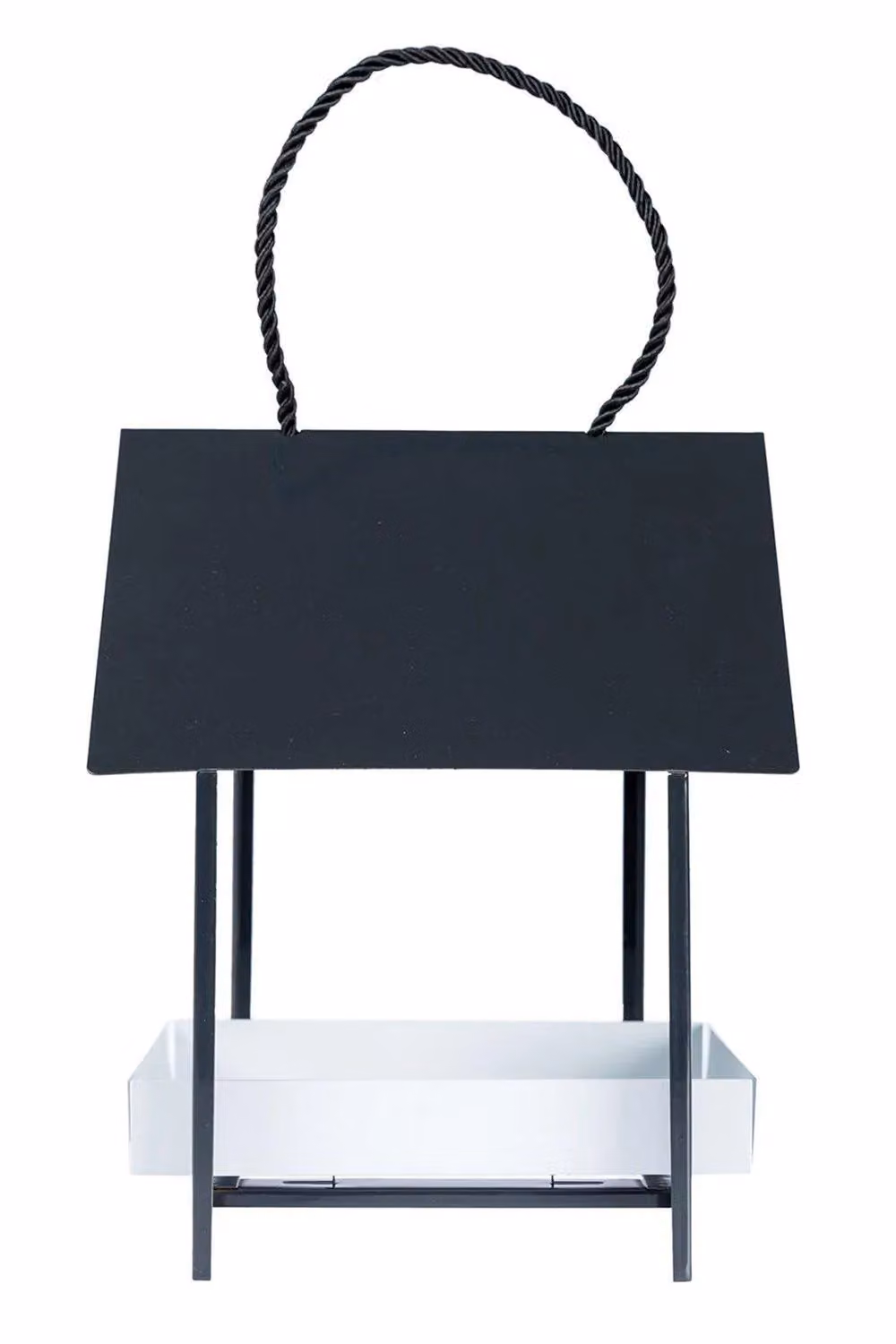 Homescapes Hanging Black and Grey Metal Bird Table with Chain – 2